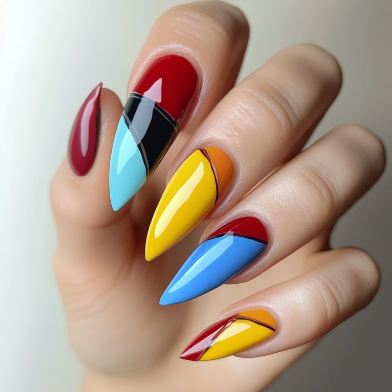 3. Color Block Nails: Bold and Beautiful