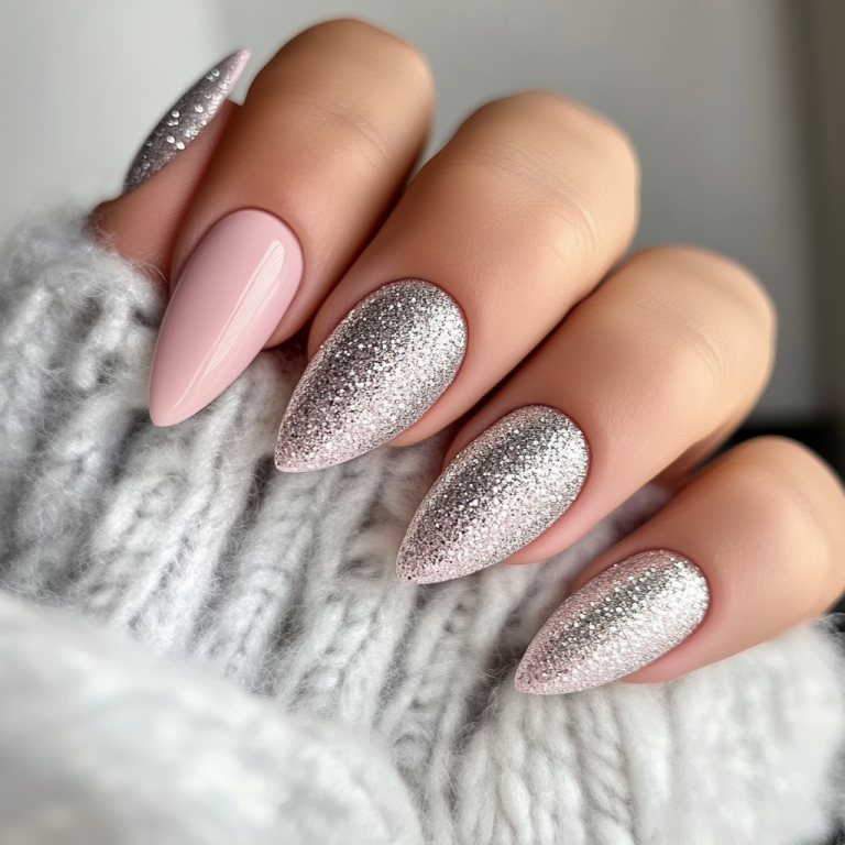 3. Soft Pink and Silver Glitter