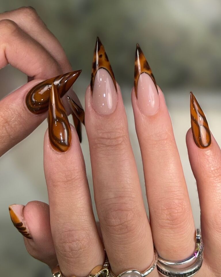 Autumn Swirls Nail Design