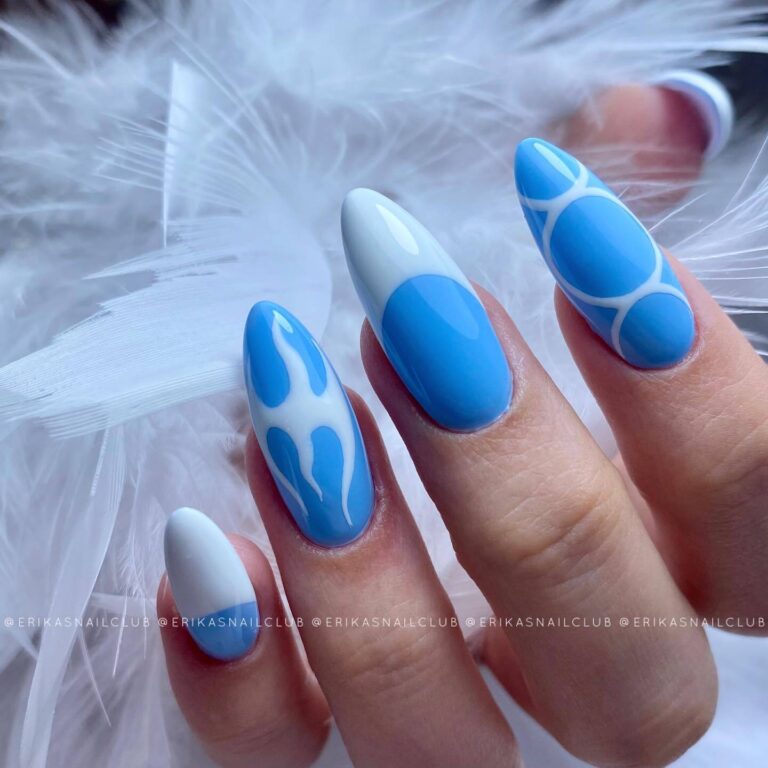 Bold Blue Abstract Nails