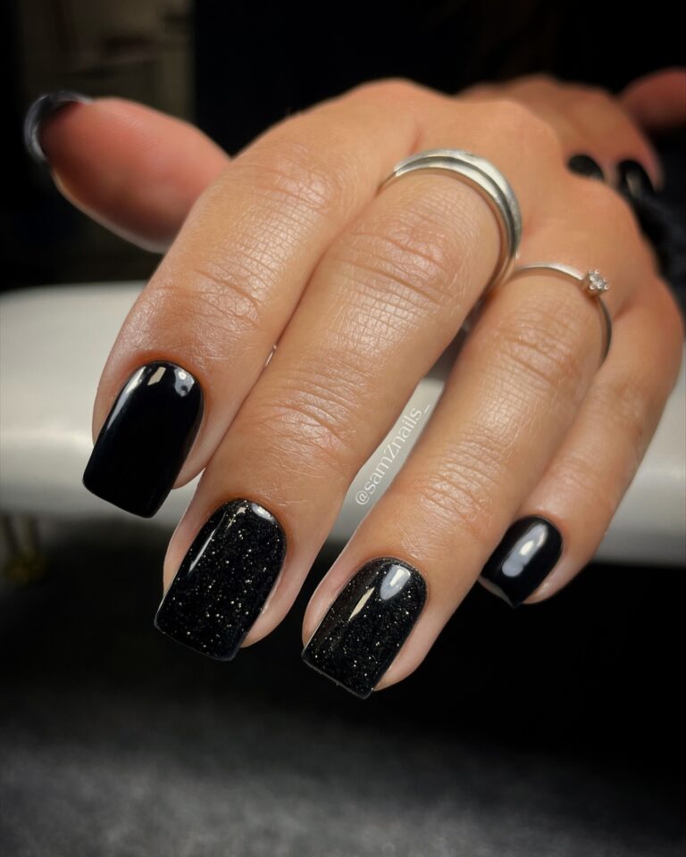 Chic Black Tapered Nails