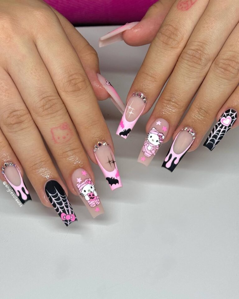 Chic Hello Kitty Fall Nails