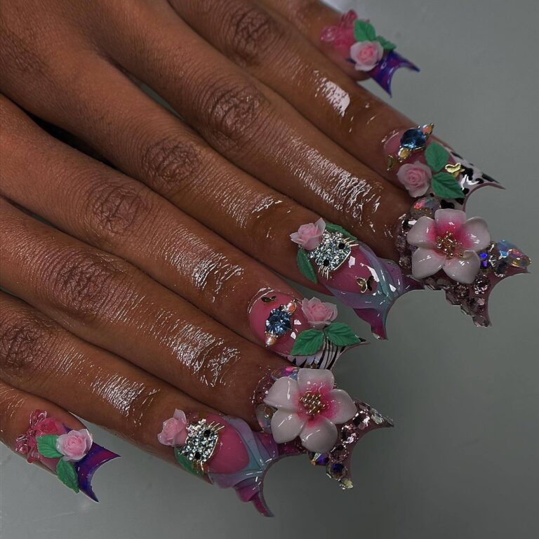 Floral Kawaii Nails