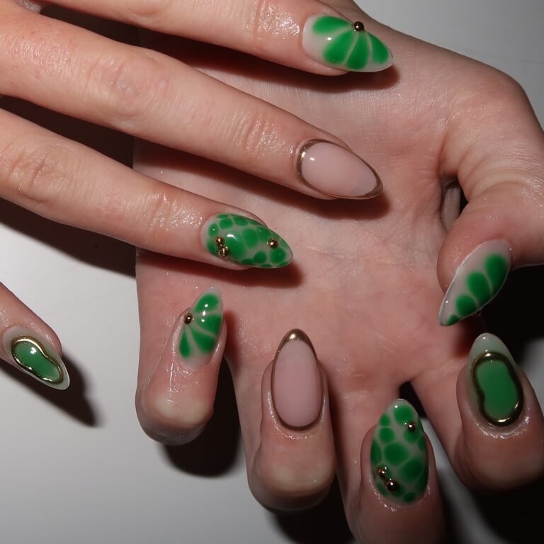 Green Glam Fall Nails