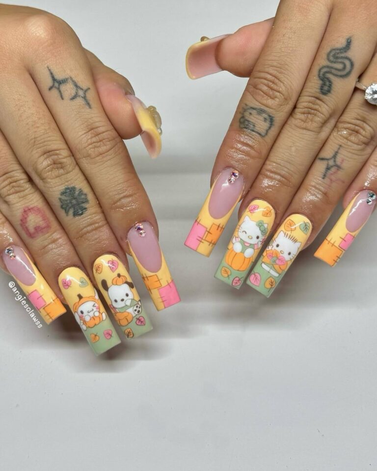 Hello Kitty Fall Nails