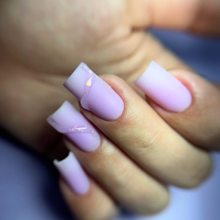 Soft Pink Gradient with Gold Flakes