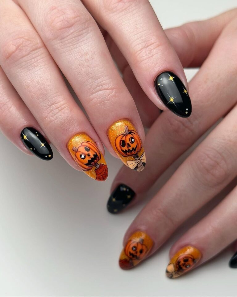 Sparkle and Spook Fall Nails