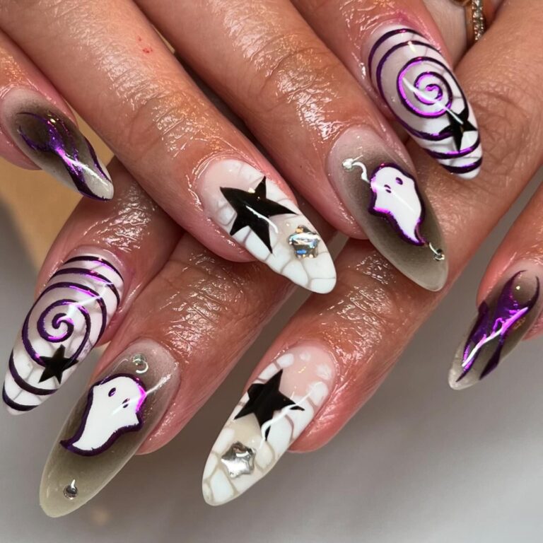 Spooky Chic Almond Nails