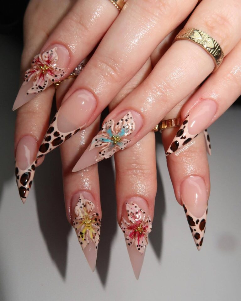 Stiletto Nails with Leopard Flair