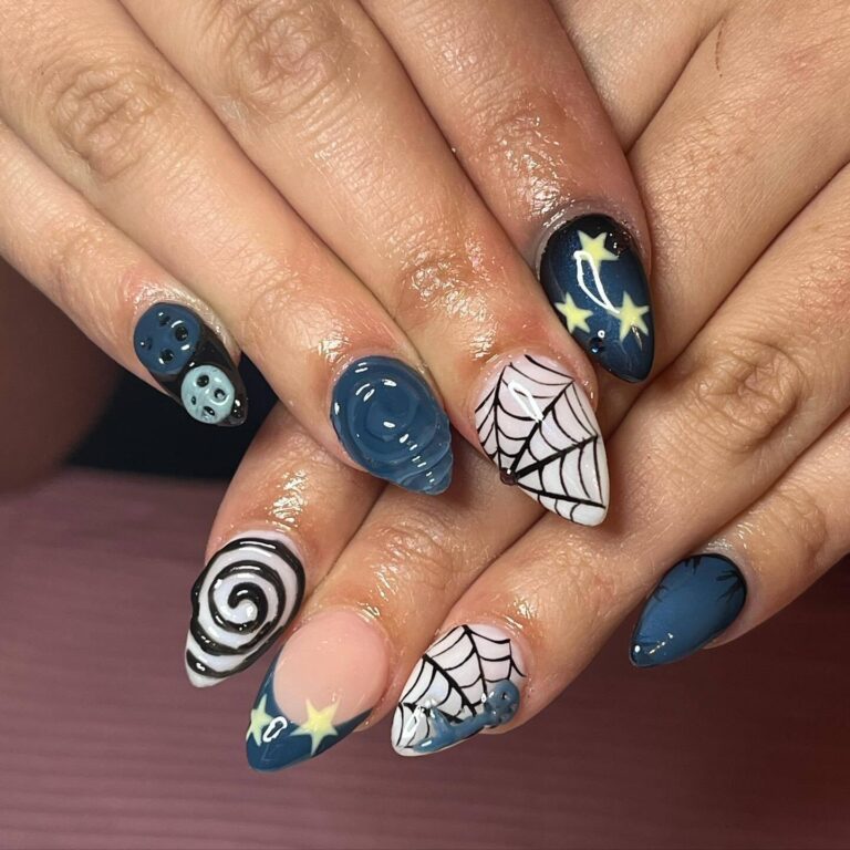 Whimsical Coraline-Inspired Nails