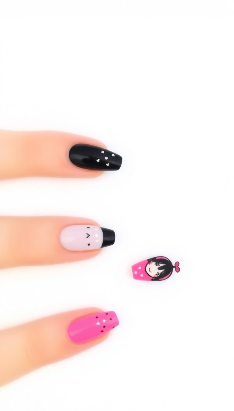 10. Kuromi-Themed Accent Nails