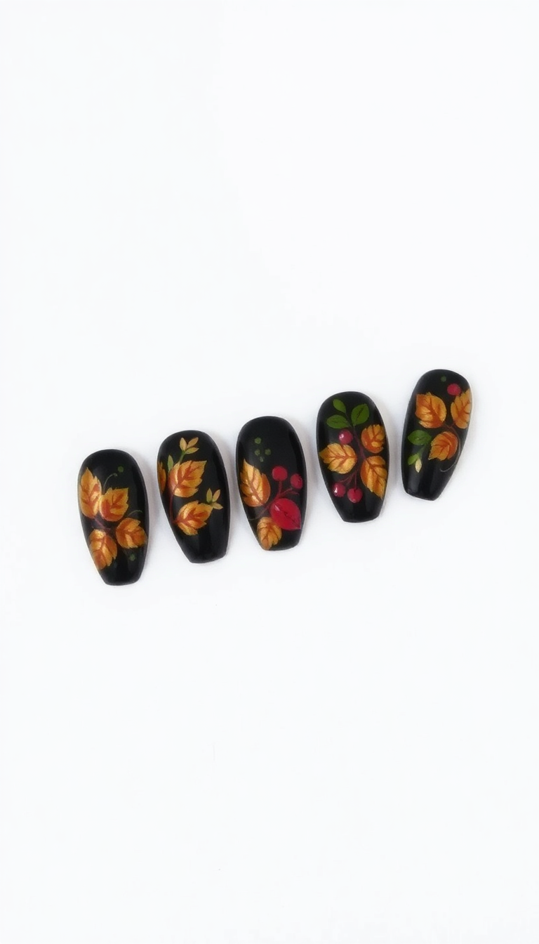 11. Dramatic Black with Autumn Floral Art