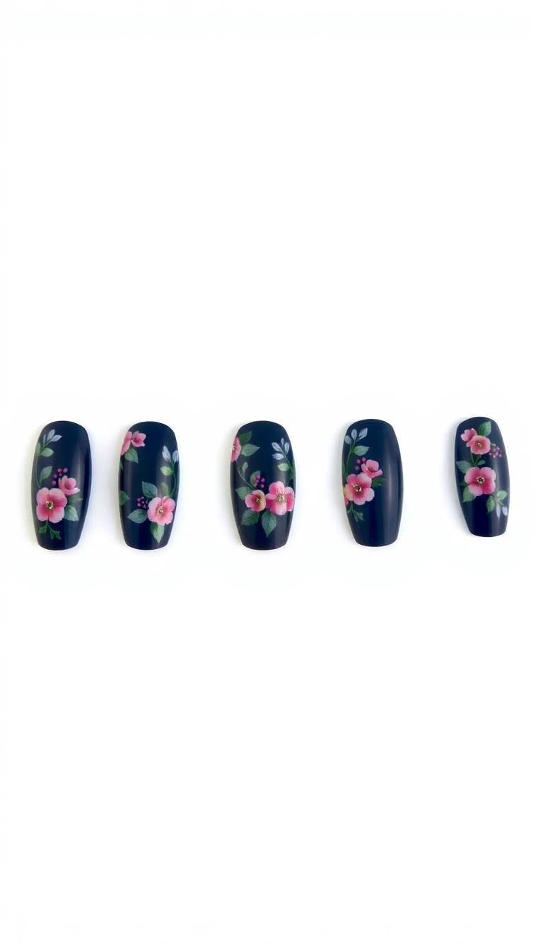 11. Navy with Floral Embellishments