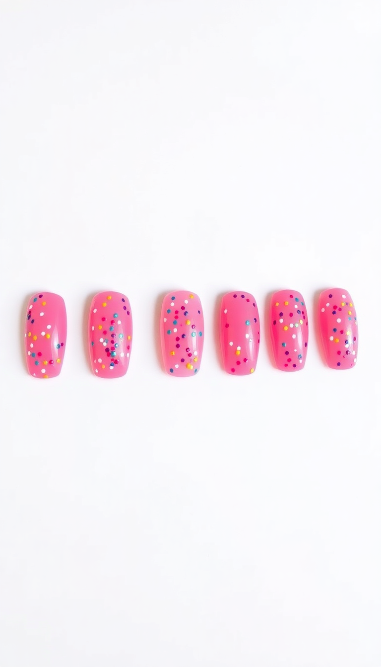 11. Pink Confetti Splatter Nails