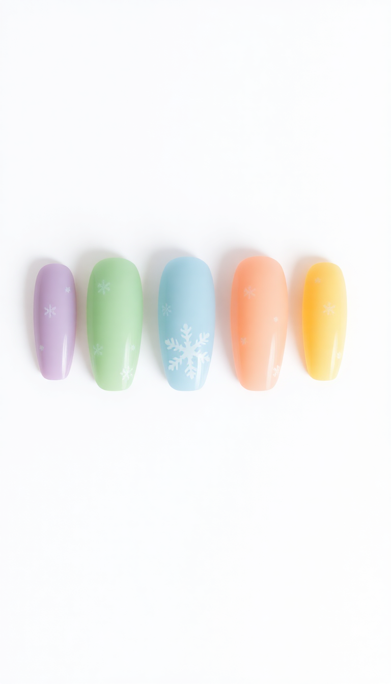 11. Snowflake Decals on Pastel Bases