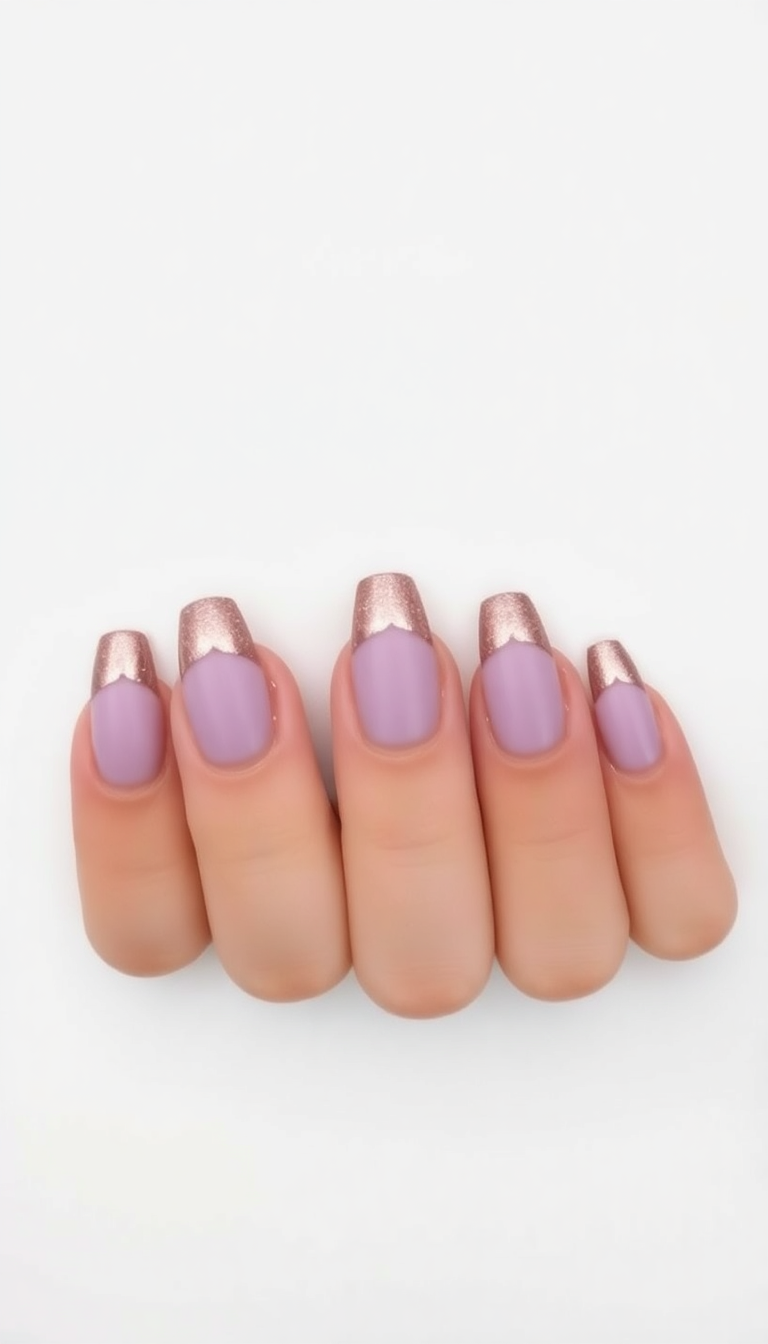 12. Muted Lavender and Rose Gold Tips