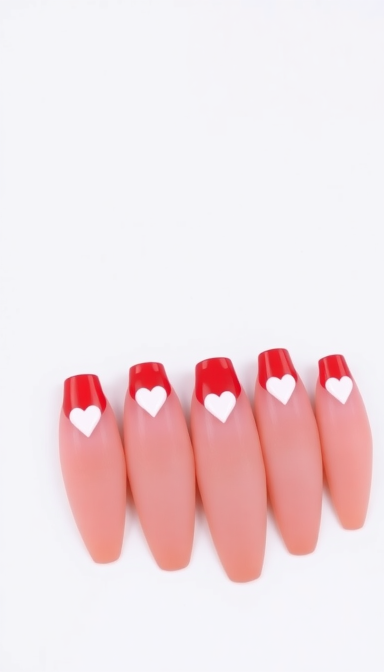 12. Red Tips with White Hearts