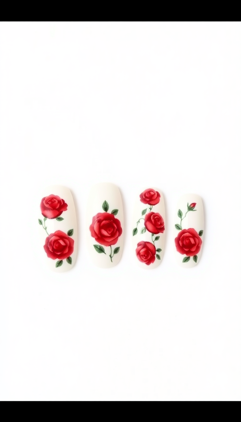 12. Vintage Red Roses with White Background