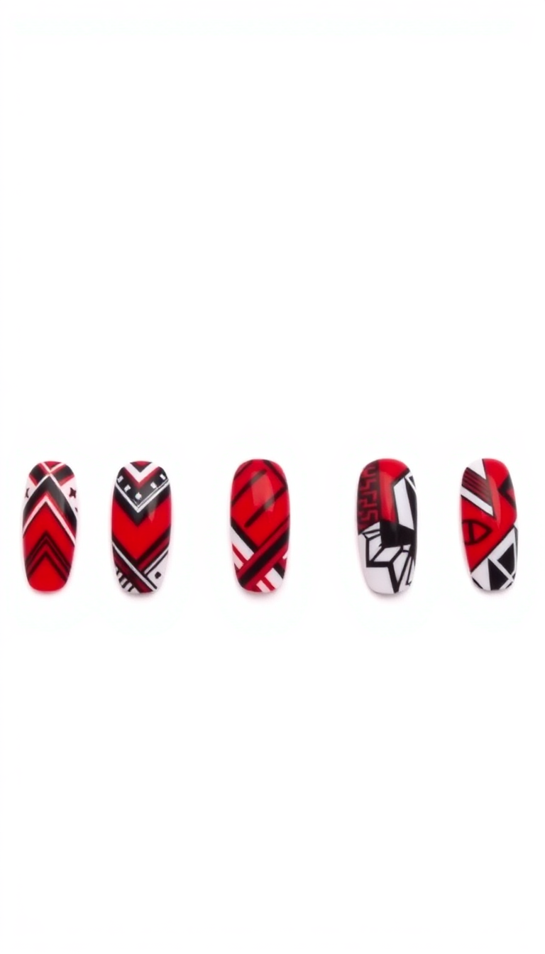 13. Edgy Red with Geometric Patterns