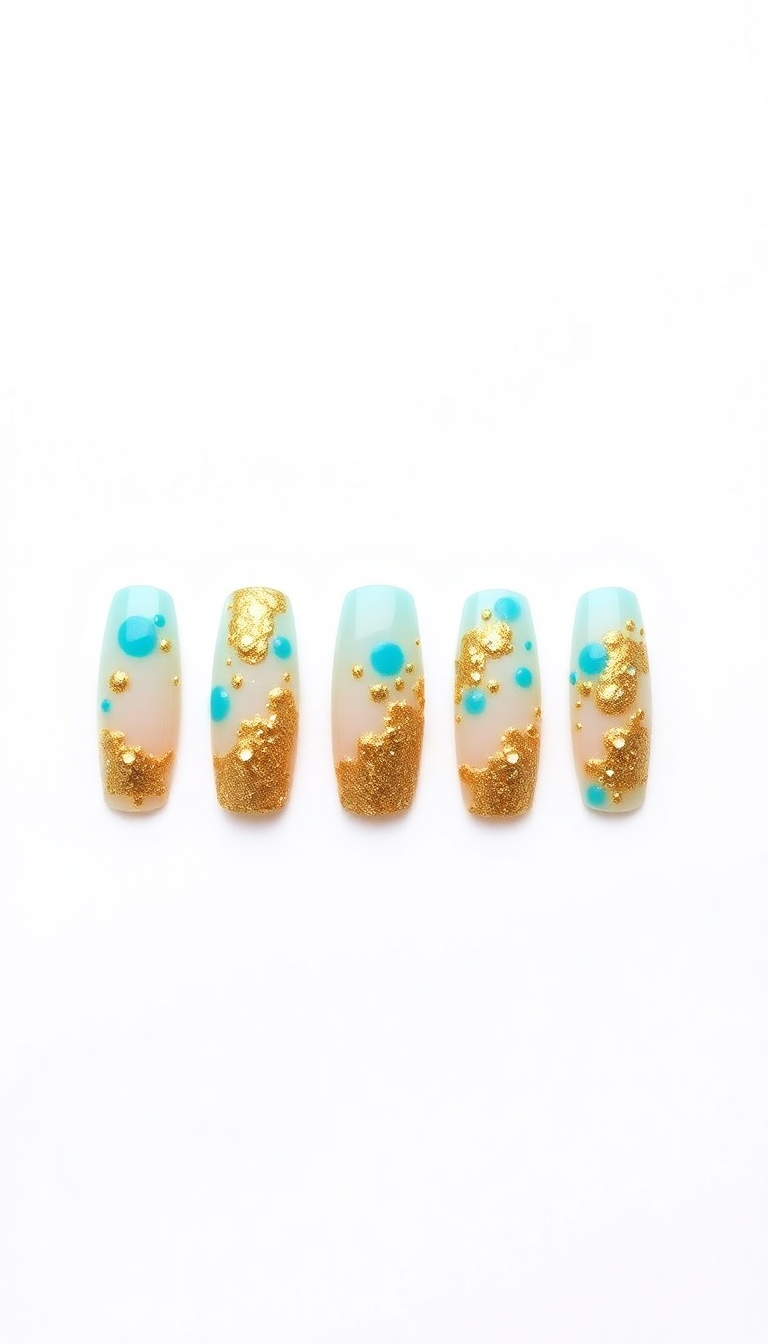 13. Shimmering Gold and Turquoise Splash