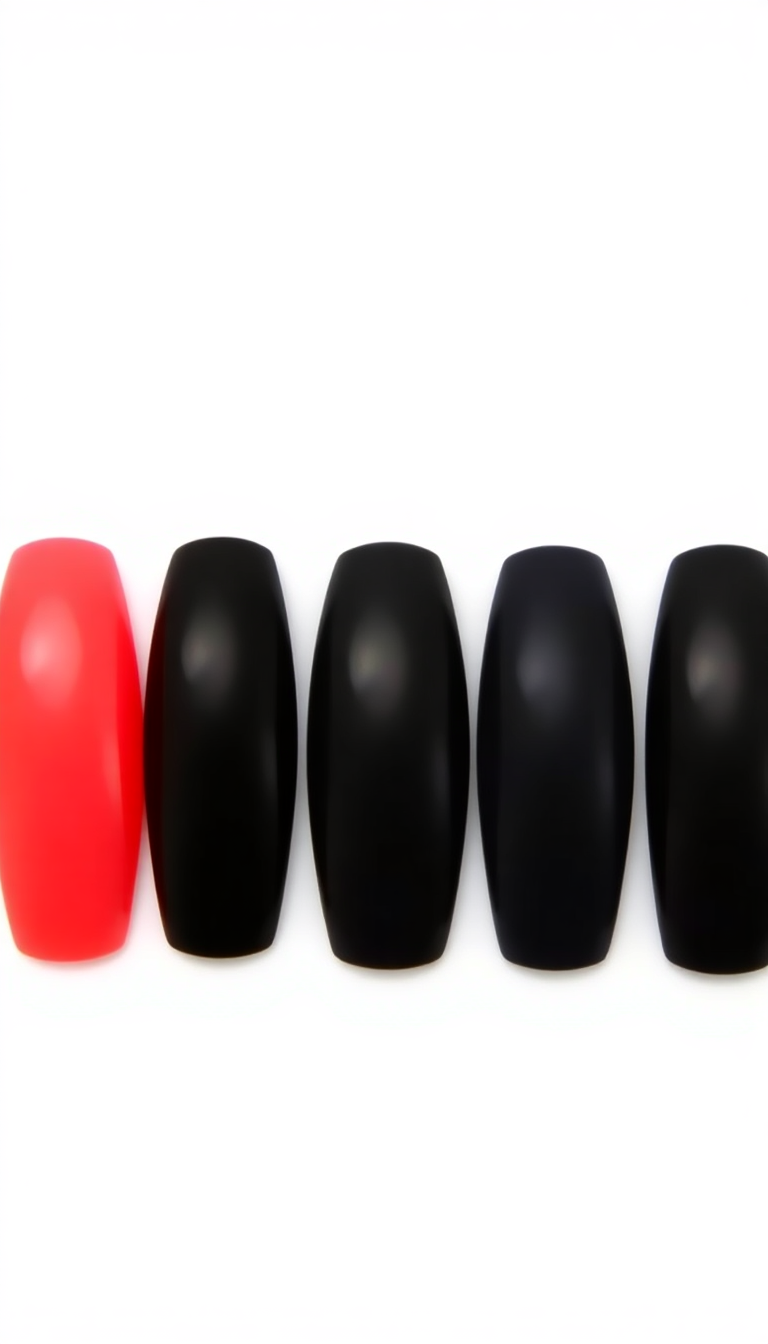 14. Glossy Coral and Matte Black Contrast