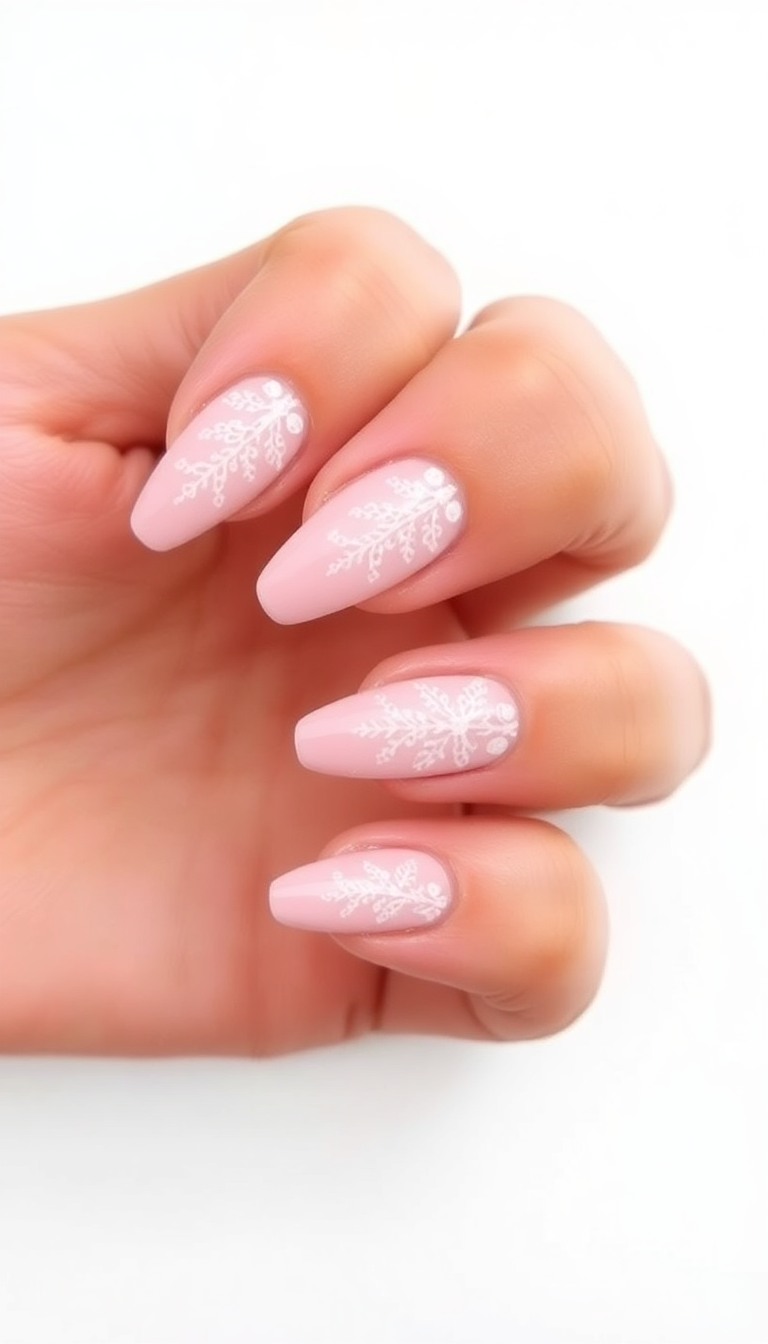 14. Pink Nails with Lace Impressions