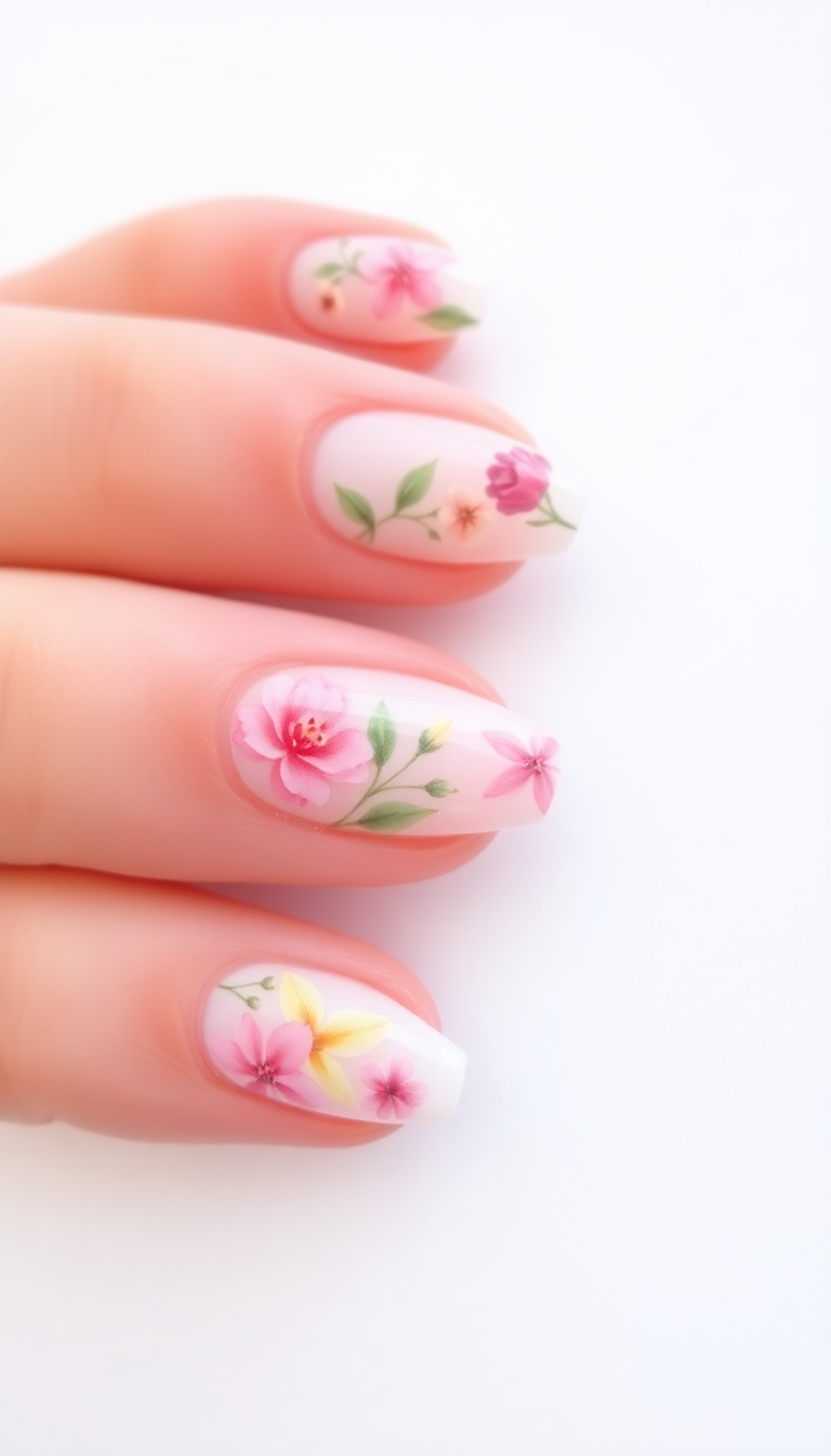 14. Seasonal Floral Trends for Acrylic Nails