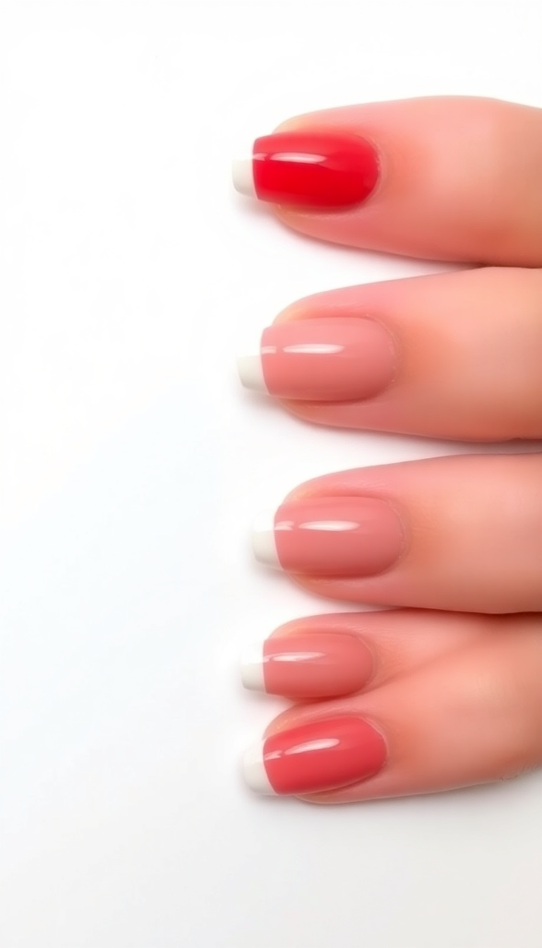 14. Sophisticated White French Tips on Red