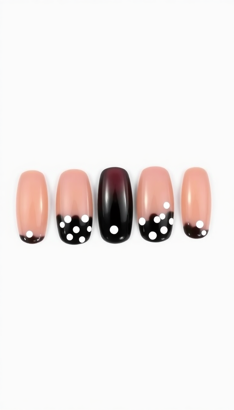 15. Playful Polka Dots on Black Tips