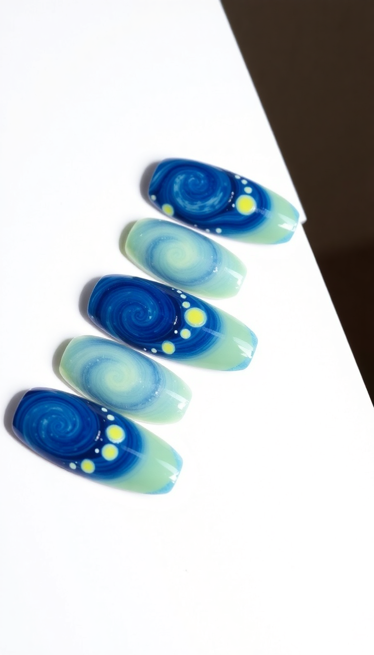 15. Starry Night Inspired Nails