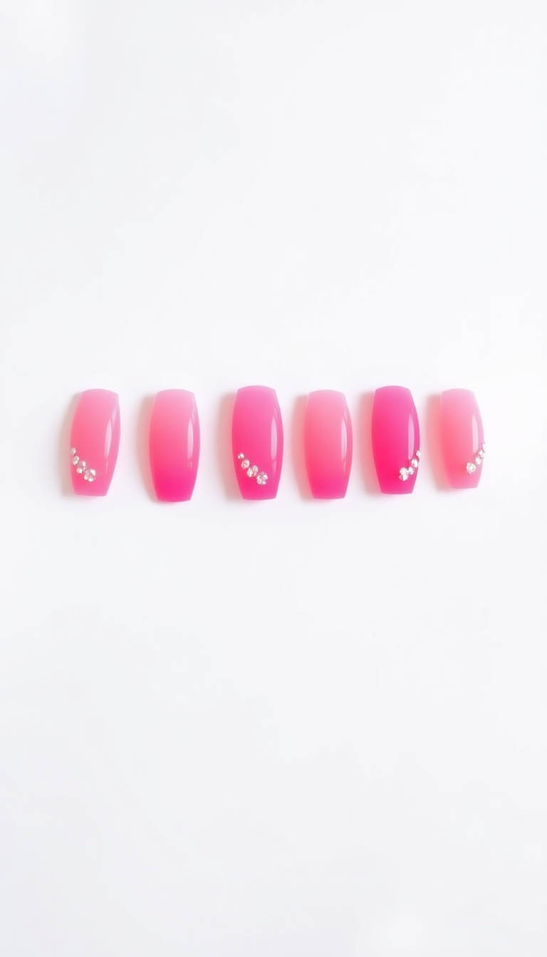 16. Pink Nails with Crystal Embellishments