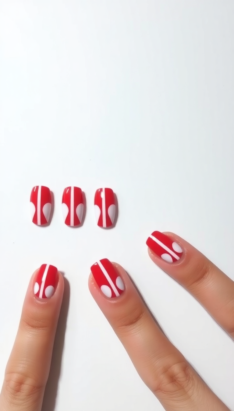 17. Crisp White Stripes on Glossy Red