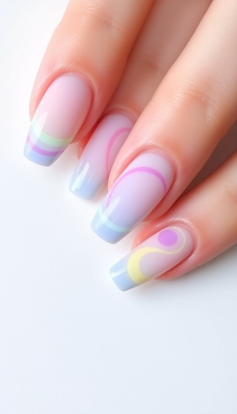 17. Pastel Rainbow Swirls