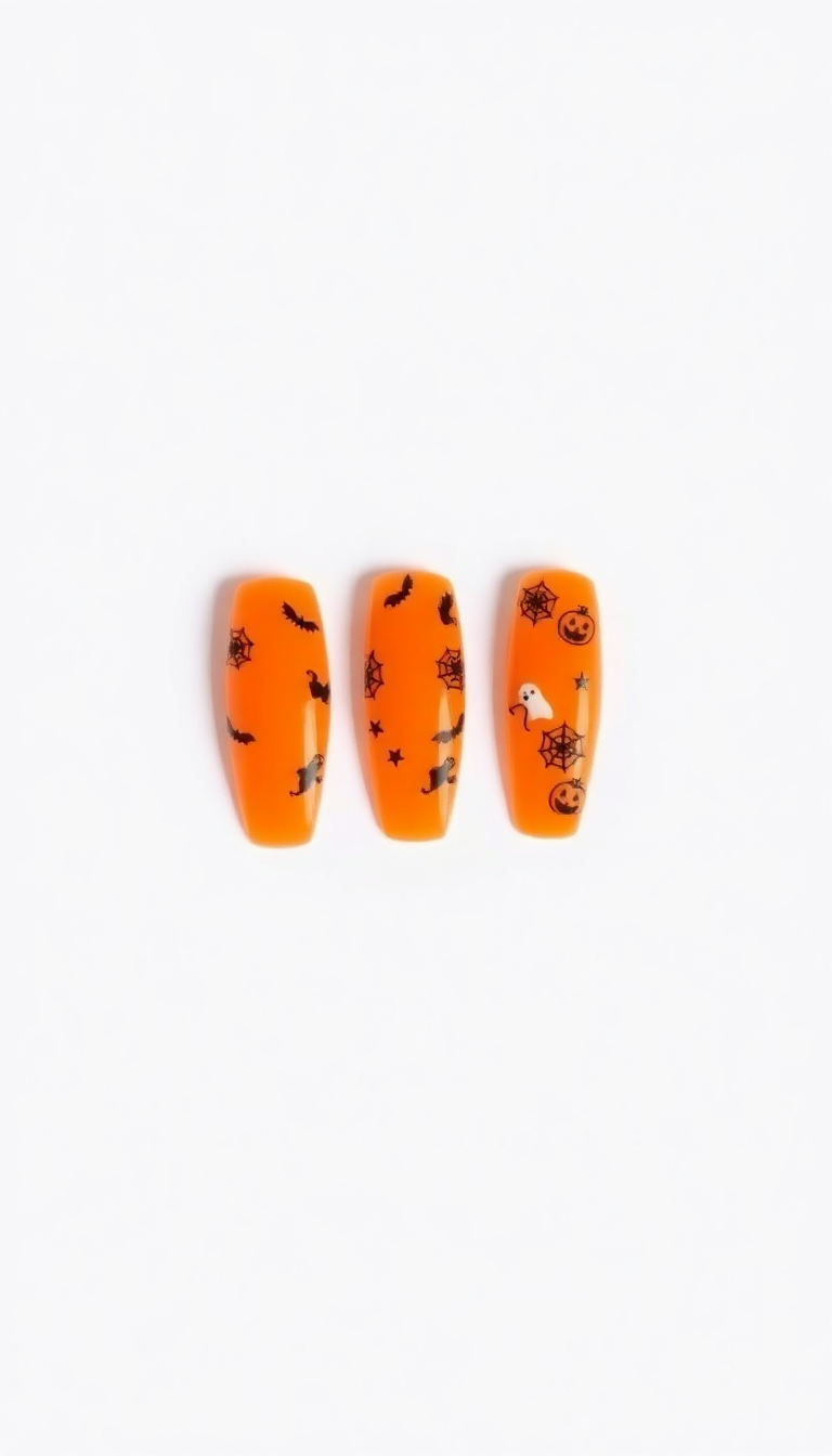 18. Bright Orange with Halloween Motifs