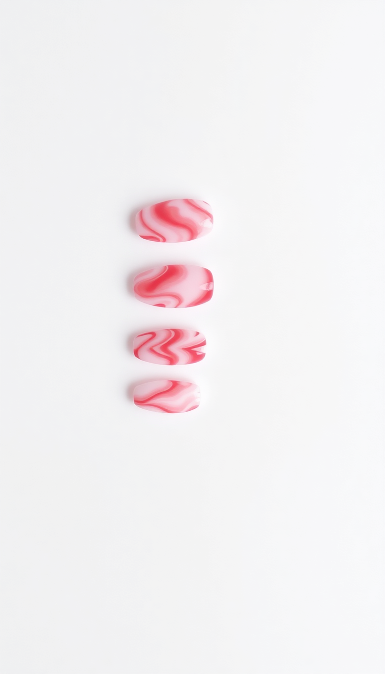 18. Romantic Red and White Water Marbling