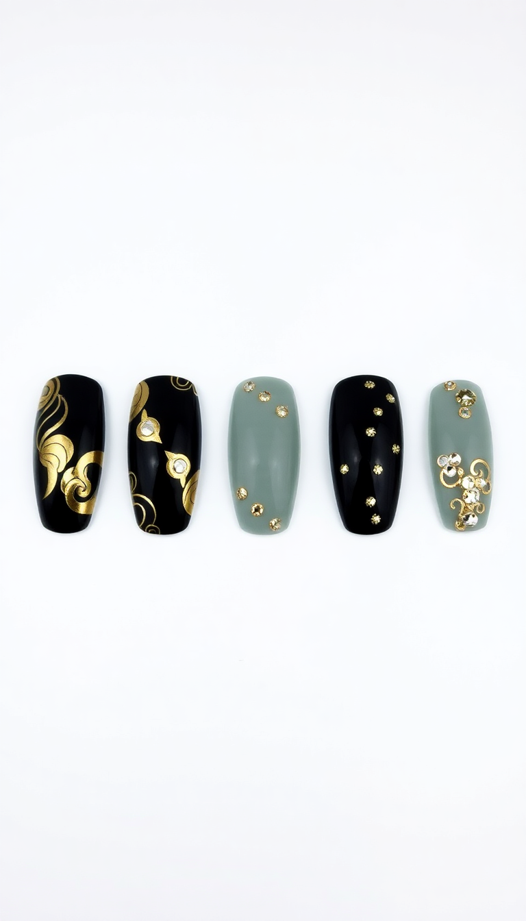 2. Chic Black and Gold Opulence