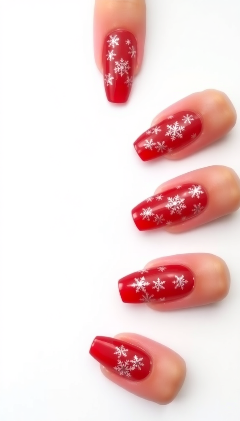 2. Sparkling Snowflakes on Red