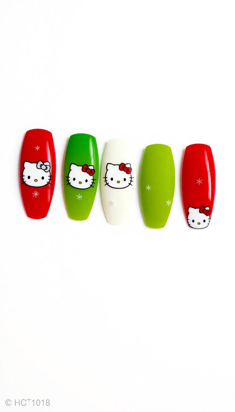 3. Festive Red and Green Hello Kitty Cheer