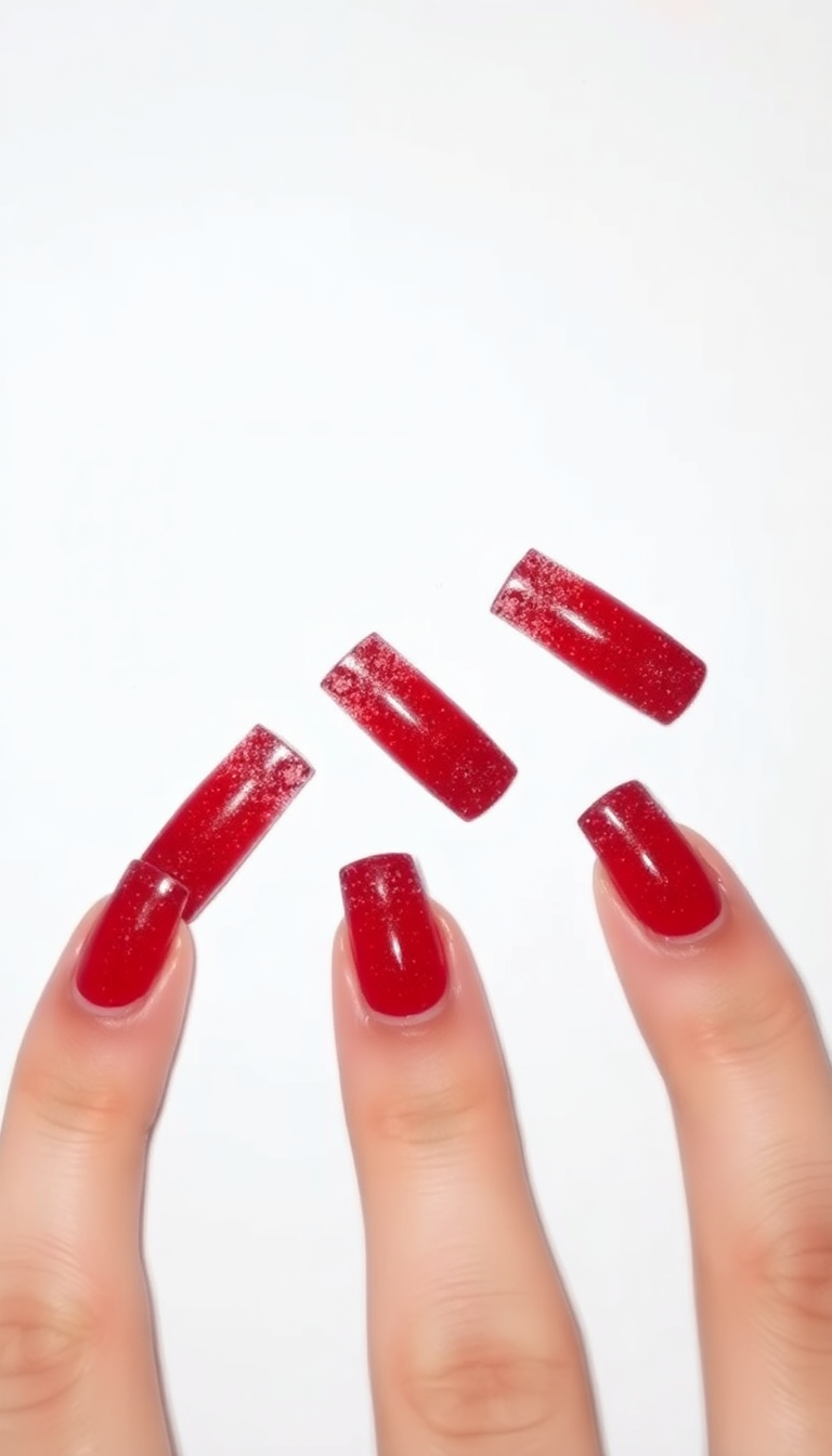 3. Festive Red Glitter Ombre