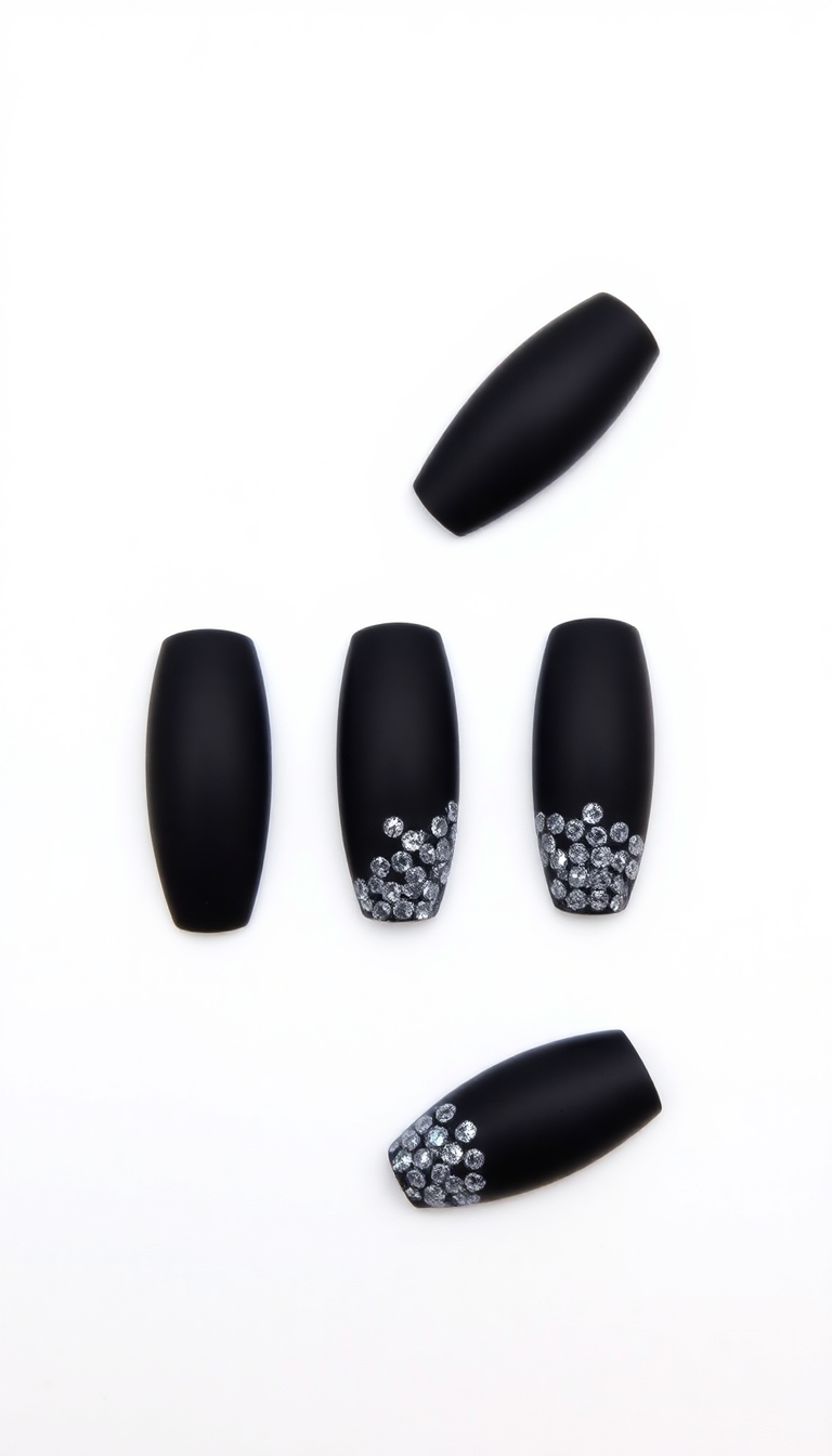 3. Matte Black with Glitter Accents