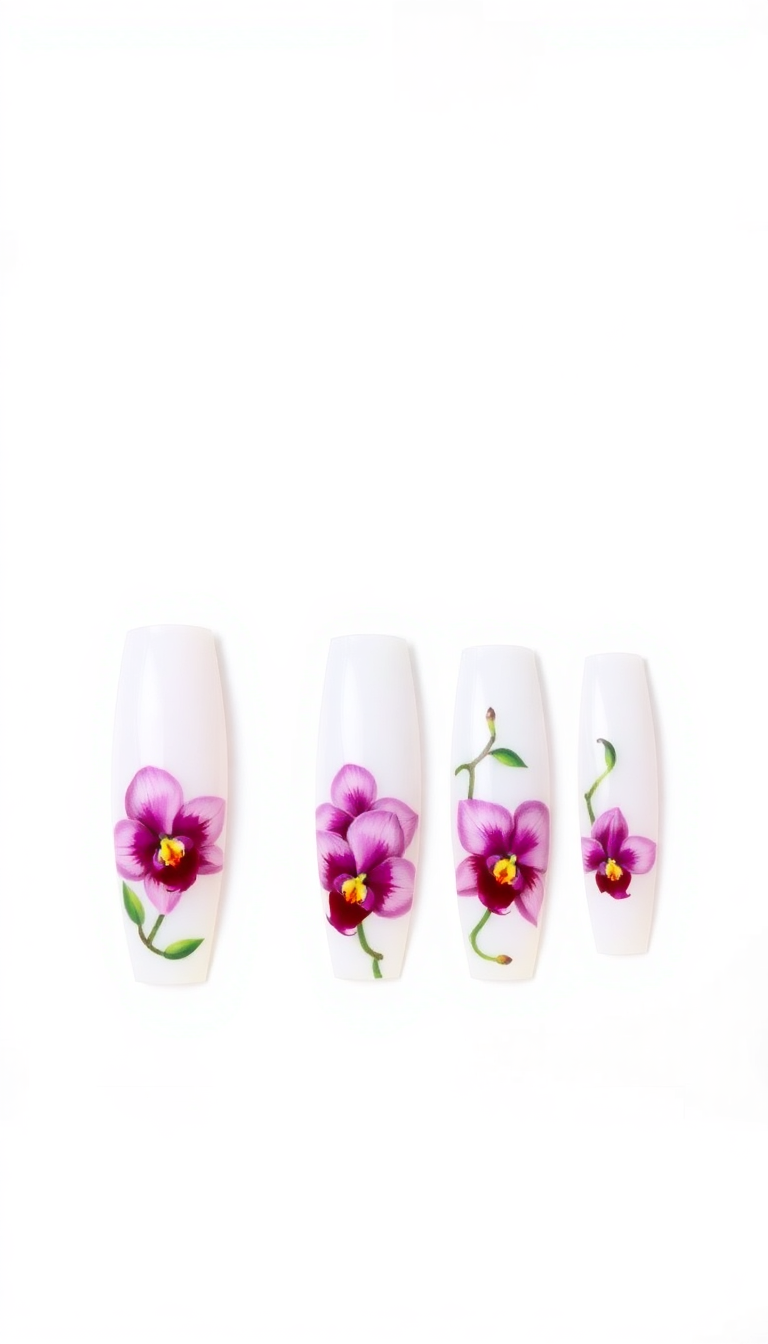 3. Tropical Orchids for Long Nails