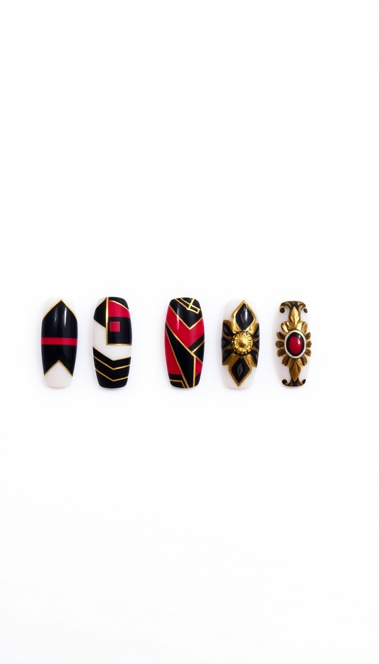 4. Bold Black, Red, and Gold Combo