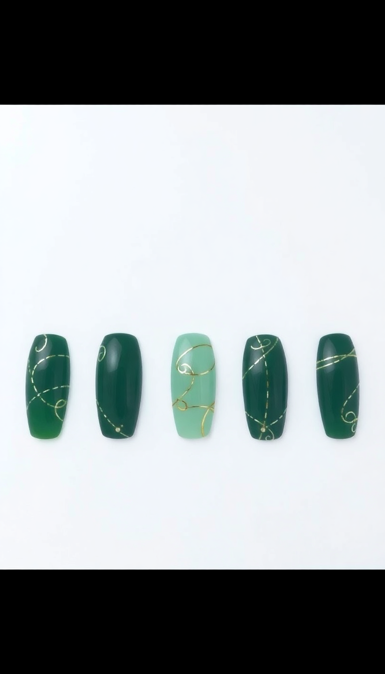 4. Deep Green and Gold Accents