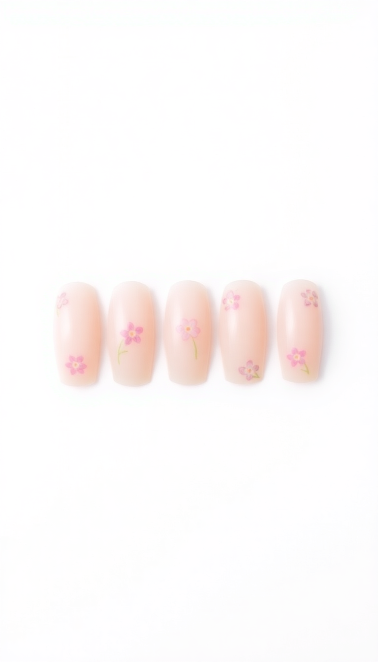 4. Delicate Floral French Tips