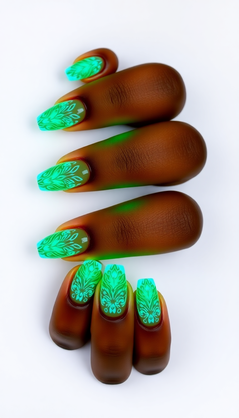 4. Neon Glow on Dark Skin