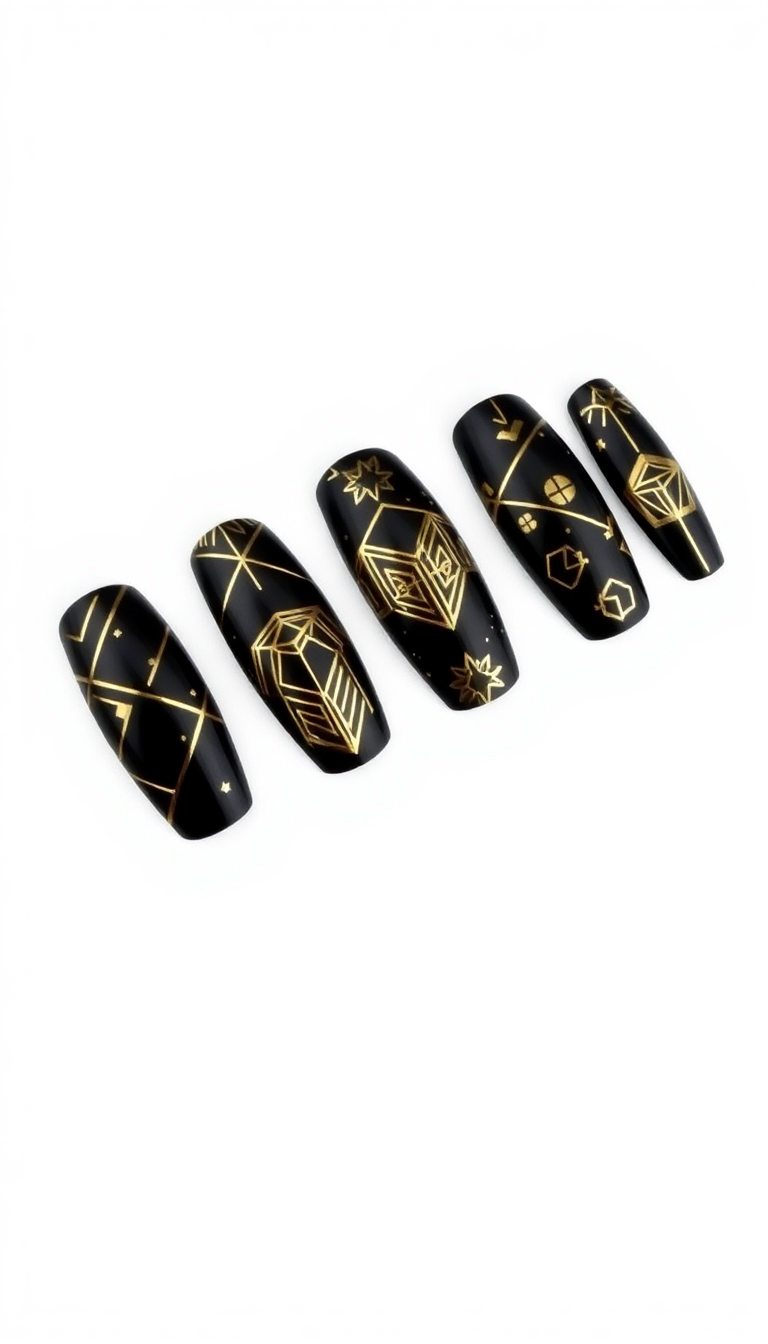 5. Black and Gold Geometric Art