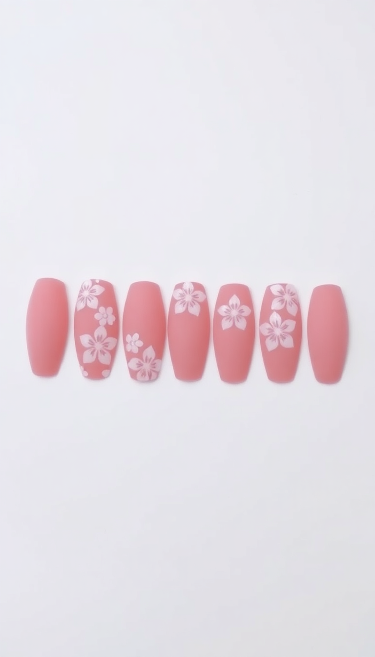 5. Matte Pink with Floral Details