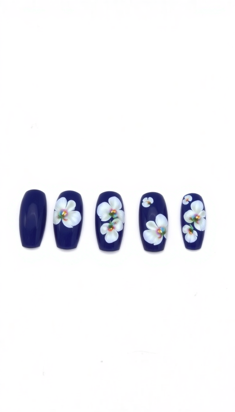 5. Midnight Blue and White Orchids