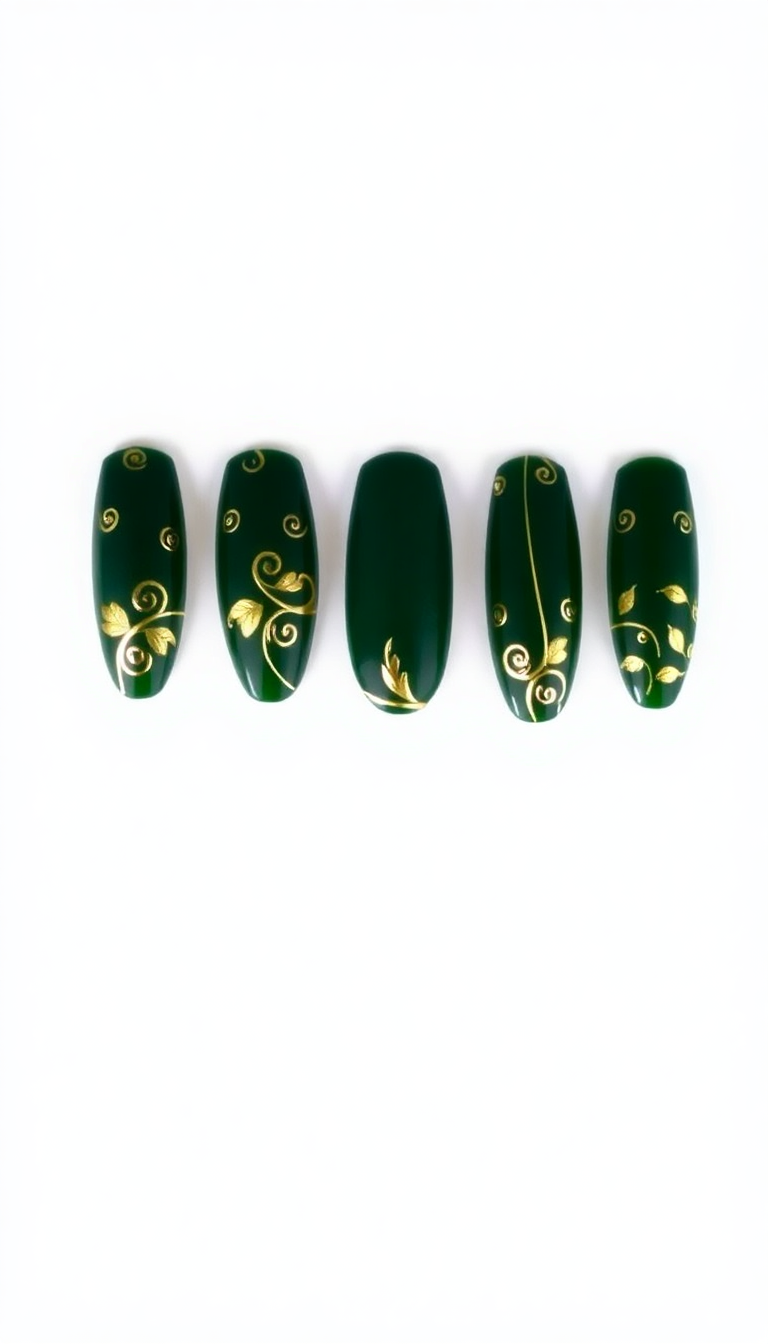 6. Deep Green with Golden Details