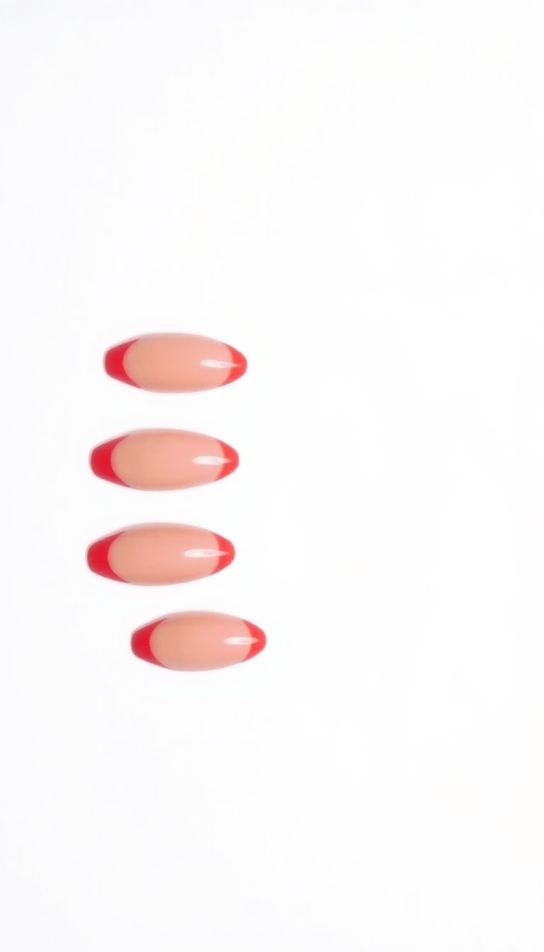 6. Minimalist Red Tips with a White Twist